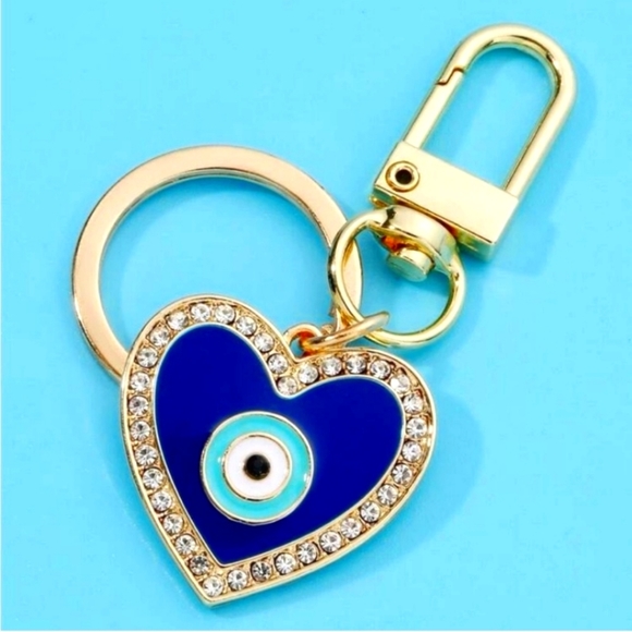 Rhinestone "Evil Eye" Heart Keychain/Purse 🎒👜 Charm ~ Protection, Luck 🍀, - Picture 5 of 6